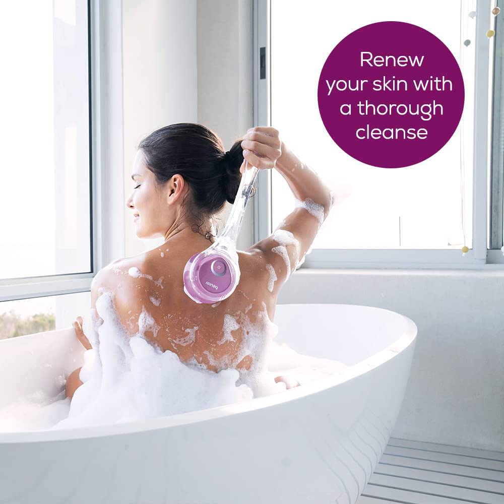 Beurer FC55 Electric Body Scrubber for Exfoliating and Massage, Waterproof for Showering, Cordless and Rechargeable, Spinning Skin Cleansing Brush with 2 Attachments