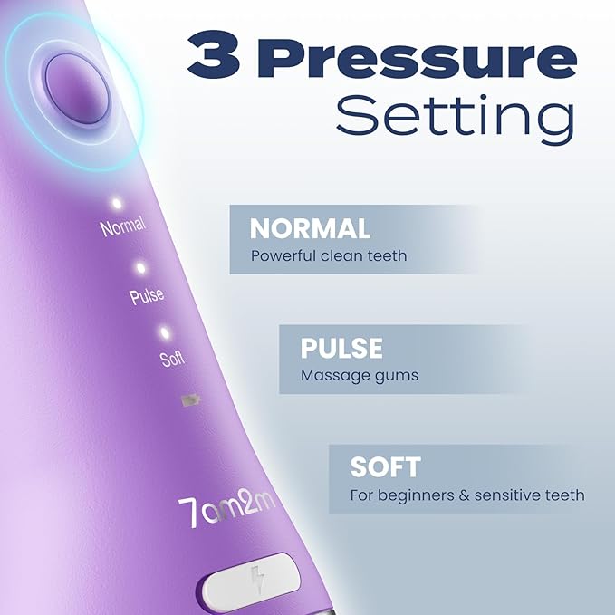 7AM2M Portable Water Flosser Cordless, Water Flosser for Teeth with 3 Modes and 2 Jet Tips, USB C Rechargeable, IPX7 Waterproof, Dental Water Flosser for Travel and Home Use (Purple)