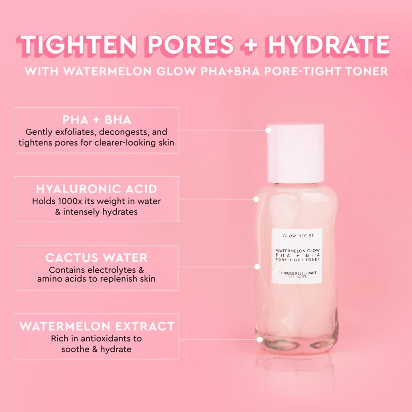 Glow Recipe Glow Reciple Mini Watermelon Glow PHA + BHA Facial Toner & Pore Minimizer with Hyaluronic Acid (40 ml) + Plum Plump Hyaluronic Acid Moisturizer Face Cream for Dry Skin (50 ml)
