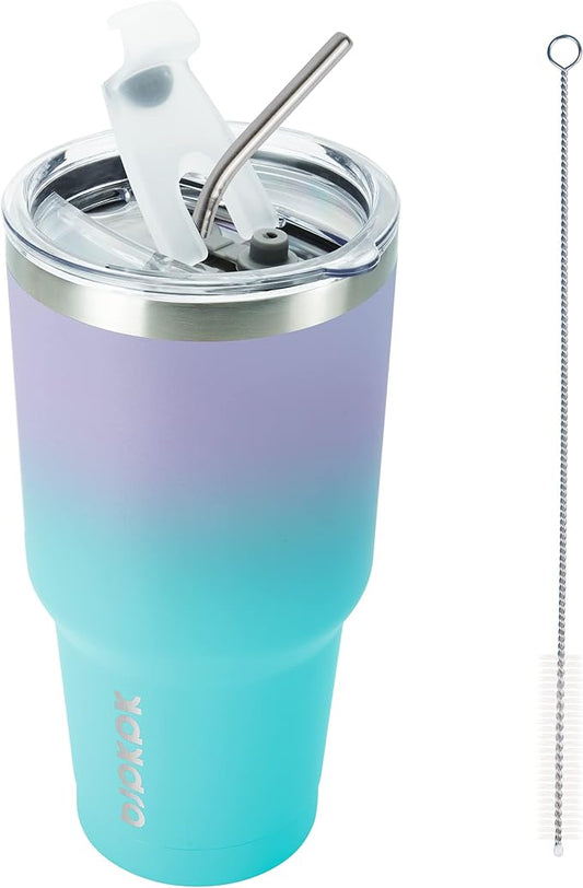 BJPKPK 30oz Tumbler Stainless Steel Double Wall Vacuum Insulated Mug with Straw and Lid for Women and Men,Lavender Green