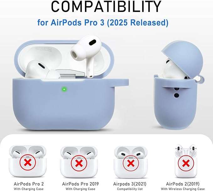 Case for Apple Airpods Pro 3 (2025) - VOTILE Airpods Pro 3 Cases Cover Women Silicone iPods Pro 3 Earbuds Wireless Accessorie Charging Cases Girl Keychain for Airpod iPods Pro 3 Generation - Blue