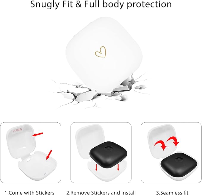 Compatible with Powerbeats Pro, Soft Silicone Case with Gold Heart Pattern for Powerbeats Pro Case with Cute Butterfly Keychain for Girls Women (White)