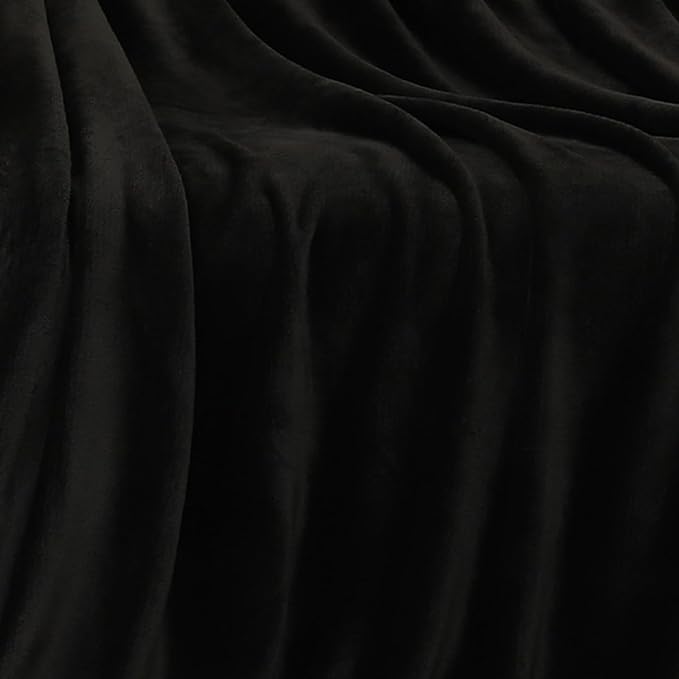JIAHANNHA Black Throw Blanket Fleece Blanket Throw Size(50 by 70 Inches),Super Soft Cozy Plush Blanket for Couch Sofa Bed,Lightweight Warm Bed Blankets for Adults,All Season