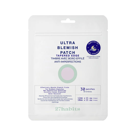 27habits ULTRA BLEMISH PATCH (30 patches) - protects and covers blemishes, made with eco-friendly packaging, fast absorbing hydrocolloid, tapered edge, Korean skincare