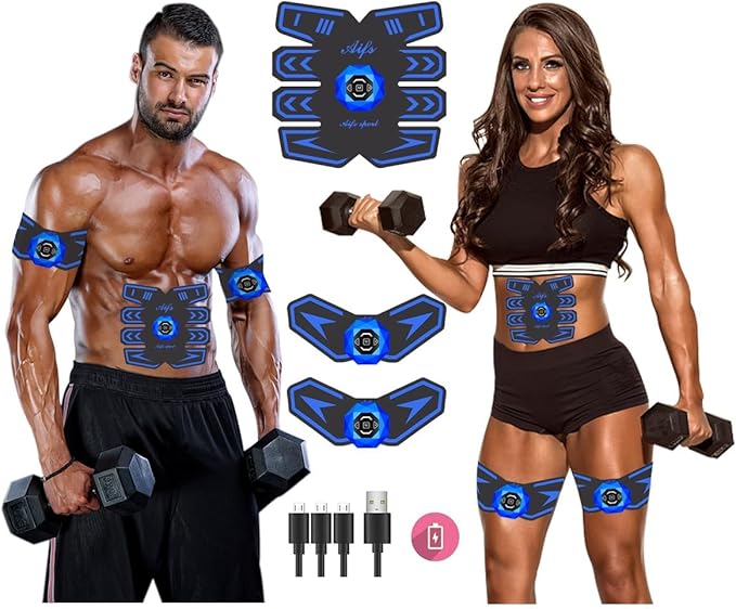 Abs Stimulator Ab Stimulator Rechargeable Ultimate Abs Stimulator for Men Women Abdominal Work Out Abs Power Fitness Abs Muscle Training Workout Equipment Portable Black