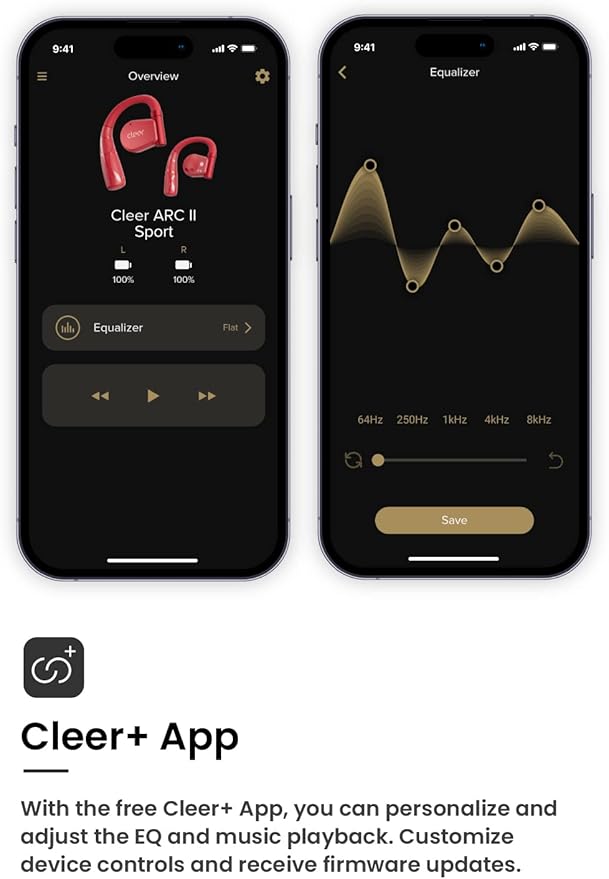 Cleer ARC II Sport Open Ear Headphones, True Wireless Ear Buds with Dual Mic, Sweat Resistant, Multi-Point Connect, 35 Hrs Playtime, Secure Fit, Bluetooth 5.3 Earbuds with Ear Hooks, Preset EQs, Red