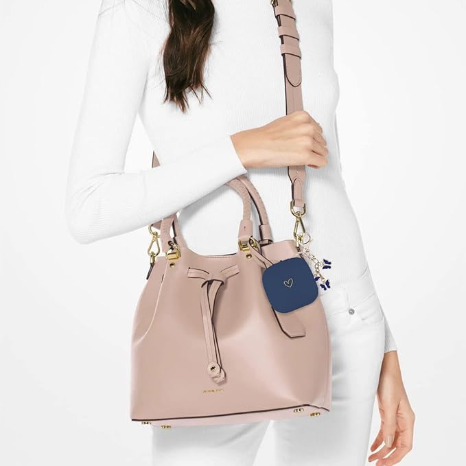 Compatible with Powerbeats Pro, Soft Silicone Case with Gold Heart Pattern for Powerbeats Pro Case with Cute Butterfly Keychain for Girls Women (Midnight Blue)