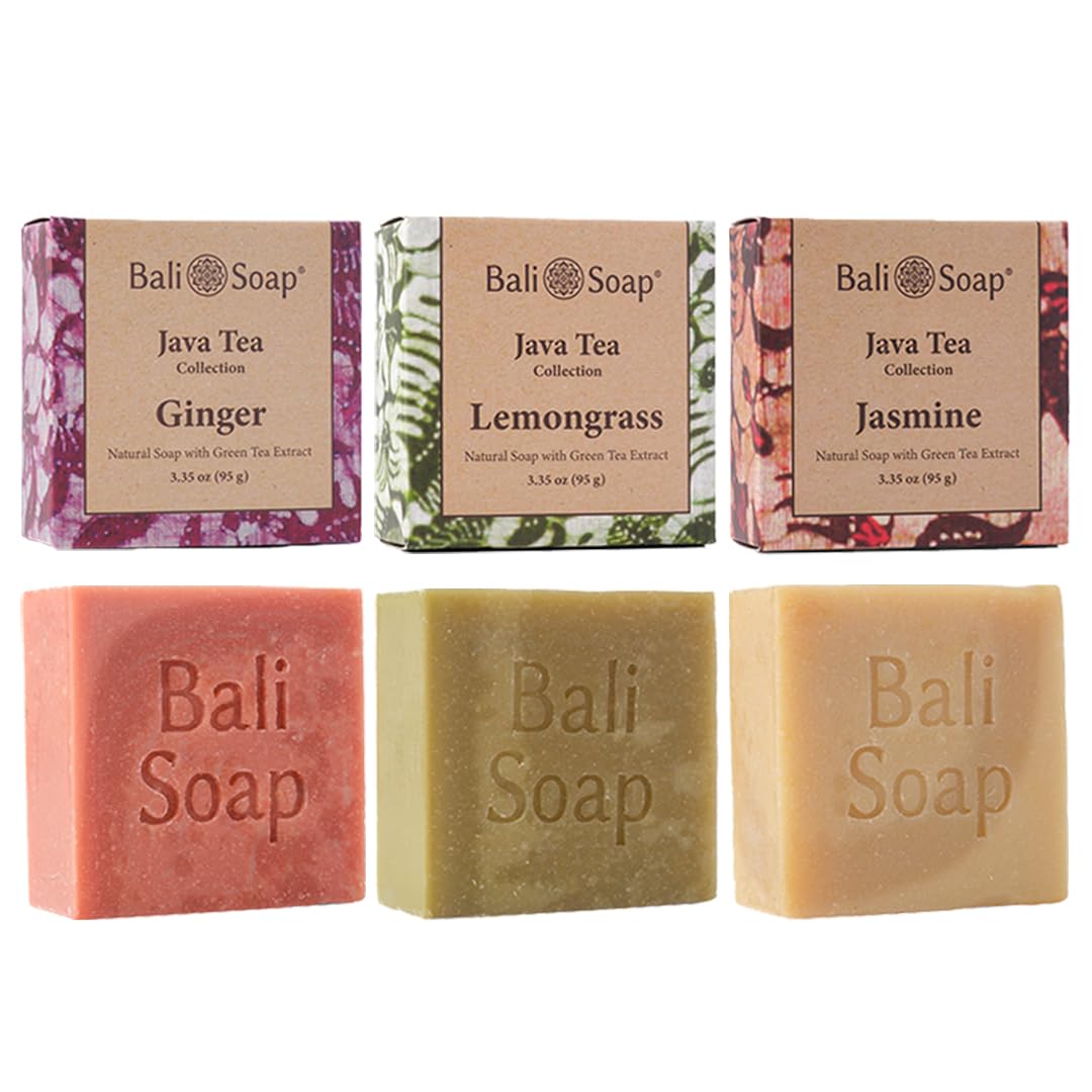 Bali Soap - Batik Collection - Natural Soap Bar for Face & Body, Vegan Handmade Plant Based, 3.5 Oz each 3 Pack
