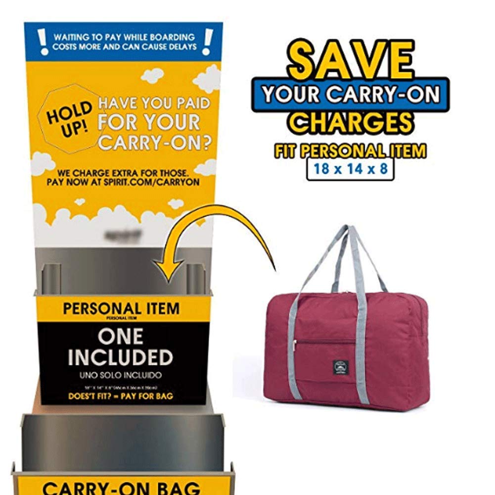 Foldable Travel Duffel Bag (2 Pack), For Spirit Airlines, Weekender Overnight Bag, Tote Carry on Luggage Sport Duffle Weekender Overnight for Women and Girls (2Pack-Red Black)