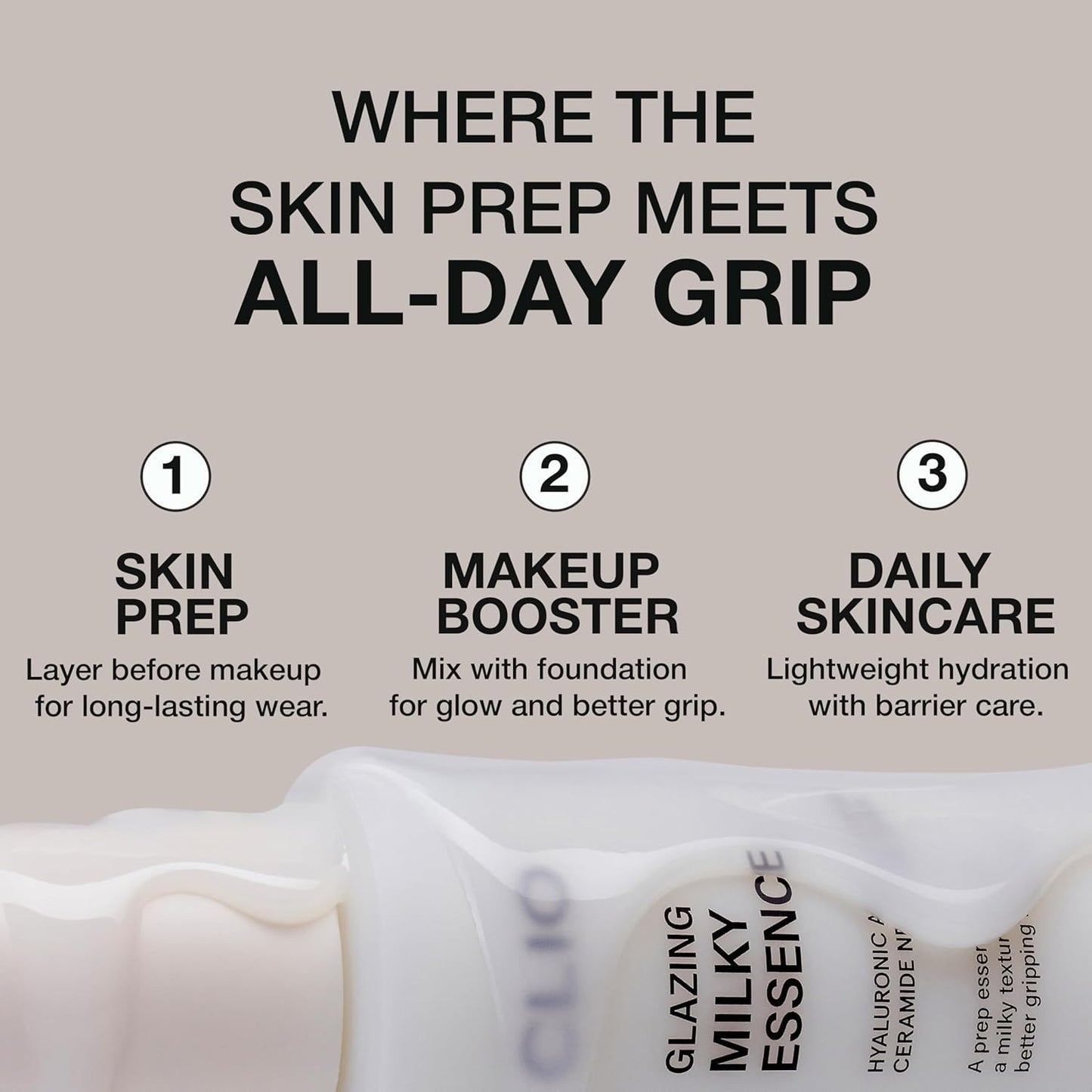 CLIO Glazing Milky Essence for Sensitive Skin, Rice PDRN for Boosting Radiant Glass Skin, Lightweight Hydrating Skin Prep for Makeup, Repairing Skin Barrier with Ceramide, Korean Skincare, 4.05 Fl Oz