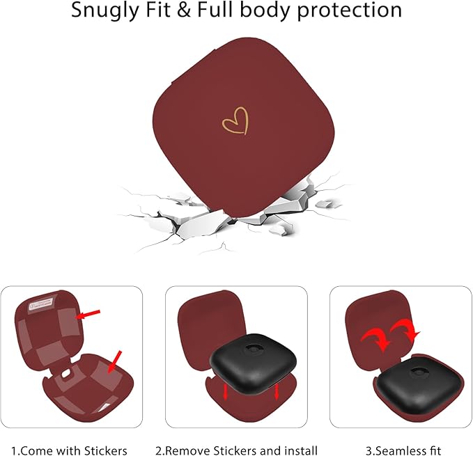 Compatible with Powerbeats Pro, Soft Silicone Case with Gold Heart Pattern for Powerbeats Pro Case with Cute Butterfly Keychain for Girls Women (Burgundy)