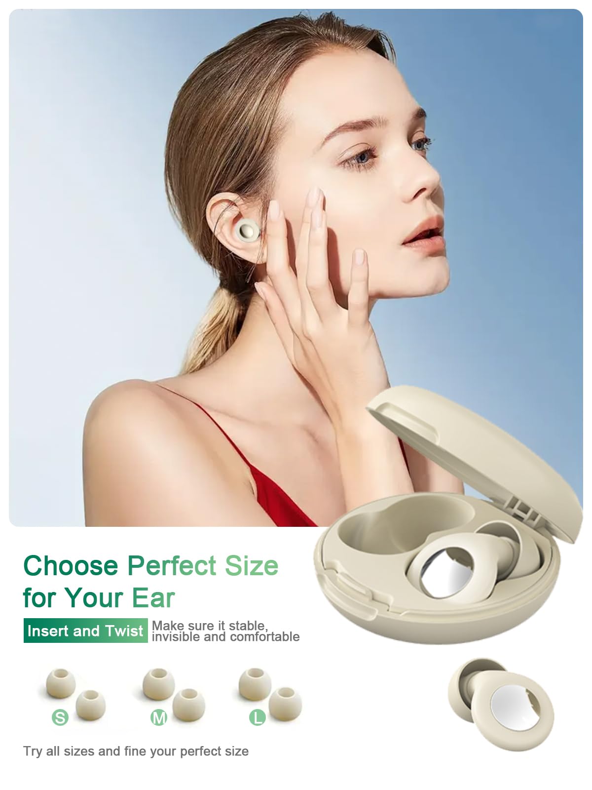 Ear Plugs for Sleeping Noise Cancelling -45dB, Soft and Reusable Silicone Noise Cancelling Ear Plugs with 8 Eartips and Carrying Case, for Concert, Snoring, Working and Traveling (White)