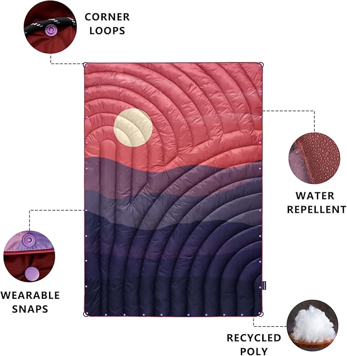 Camping Blanket,Lightweight Down Alternative Puffy Printed Camping Blanket Packable Outdoor Blanket for Camping,Traveling, Stadium, Hiking, Picnics
