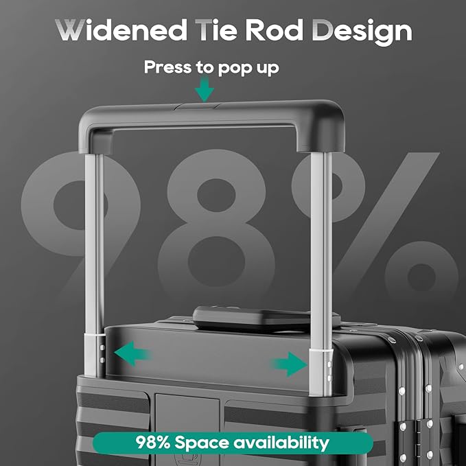 Joyway 20 Inch Carry on Luggage with Aluminium Frame and Front Pocket, PC Hardshell Suitcase with USB Port and Cup Holder, 21.5x14.2x9 Airline Approved, Luggage with Spinner Wheels and TSA Lock (Grey)