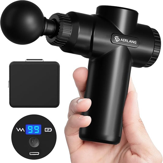 AERLANG Mother Day Mom Gifts Mini Massage Gun,Muscle Deep Tissue Massager Gun, Handheld Percussion Massager, Portable Quiet Massage Gun with Carry Case for Home Office Gym Gifts for Men Dad(Black)