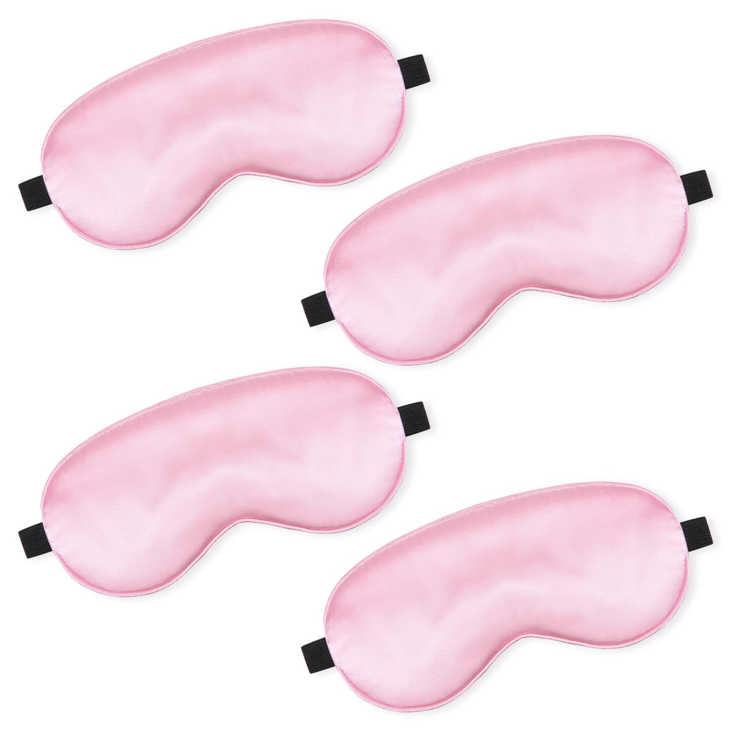 BBTO 4 Pcs Silk Sleep Mask Smooth Soft Eye Mask with Adjustable Shoulder Strap for Women Girl Sleep Shading Travel Relaxation(Pink)