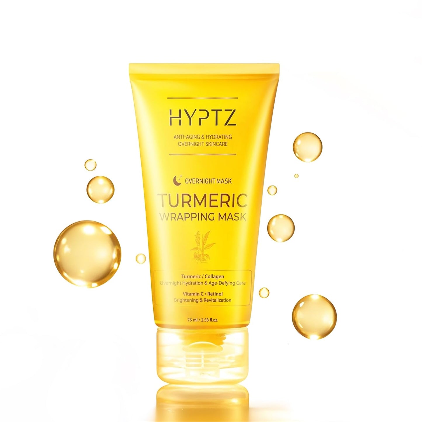 Turmeric Overnight Wrapping Mask, Turmeric and Collagen Peel-Off Facial Mask, Hydrating & Firming Sleeping Mask for Radiant, Elastic Skin, Deep Moisture & Wrinkle Care for Men and Women