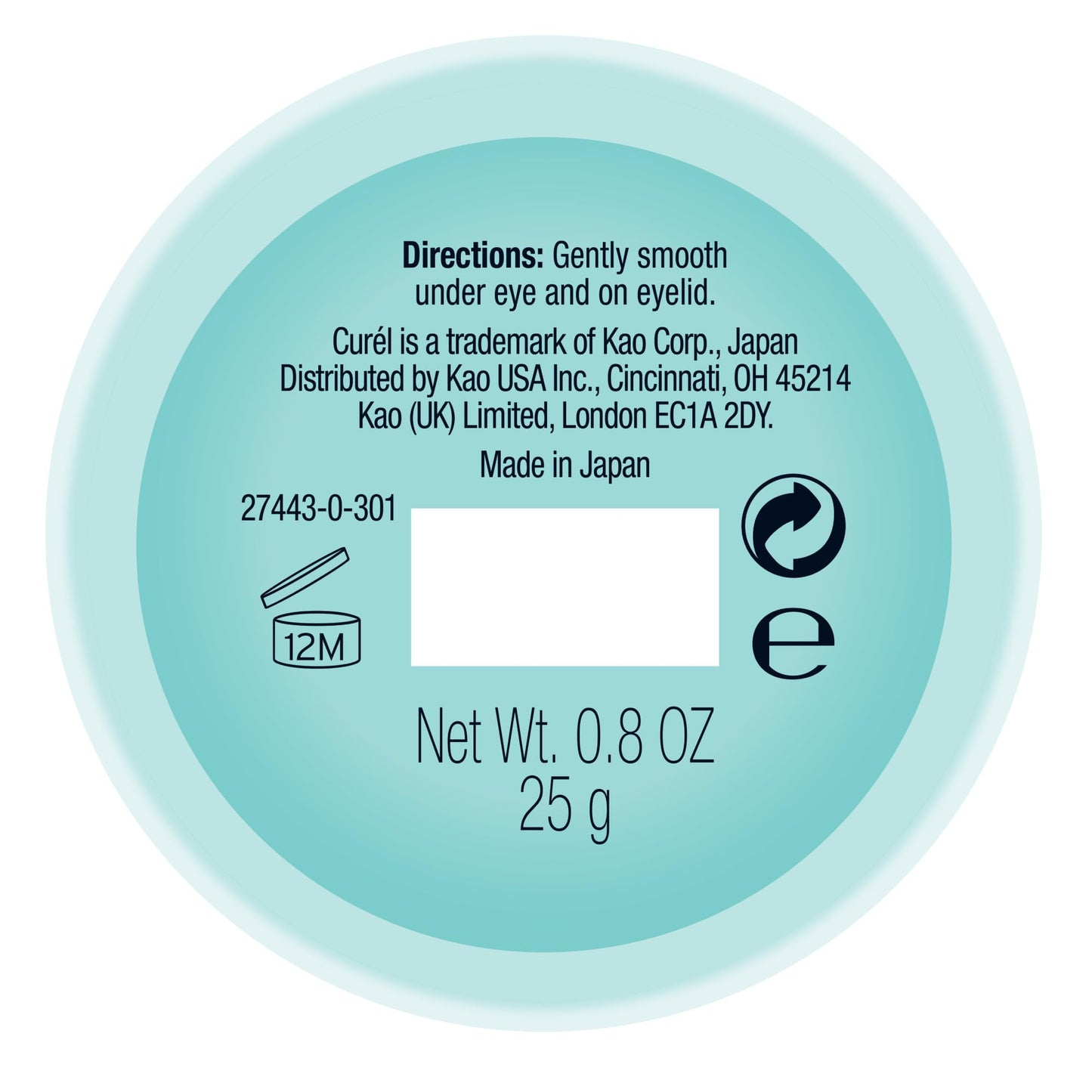 Curel Japanese Skin Care Moisturizer Repair Eye Cream, Under Eye Cream for Dry, Sensitive Skin, Fragrance Free & pH Balanced, 0.8 Oz