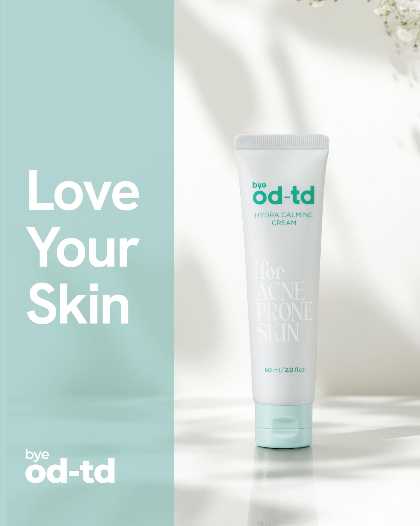 bye od-td Hydra Calming Cream (3.3fl oz) - Gentle Formula, Long Lasting Deep Hydration & Moisturizing Gel for Dry Skin, Barrier Repair, Korean Skin Care. Panthenol, CICA