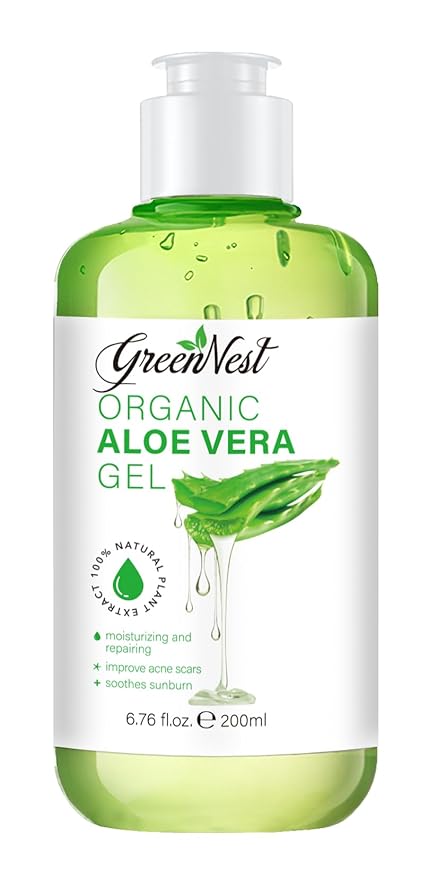 Aloe Vera Gel for Face, Skin, Hair | 100% Organic aloe | Moisturizer, Hair gel, Aftershave | Paraben Free, Relief from Sunburn and burn, Calming, Soothing, Nourishing.