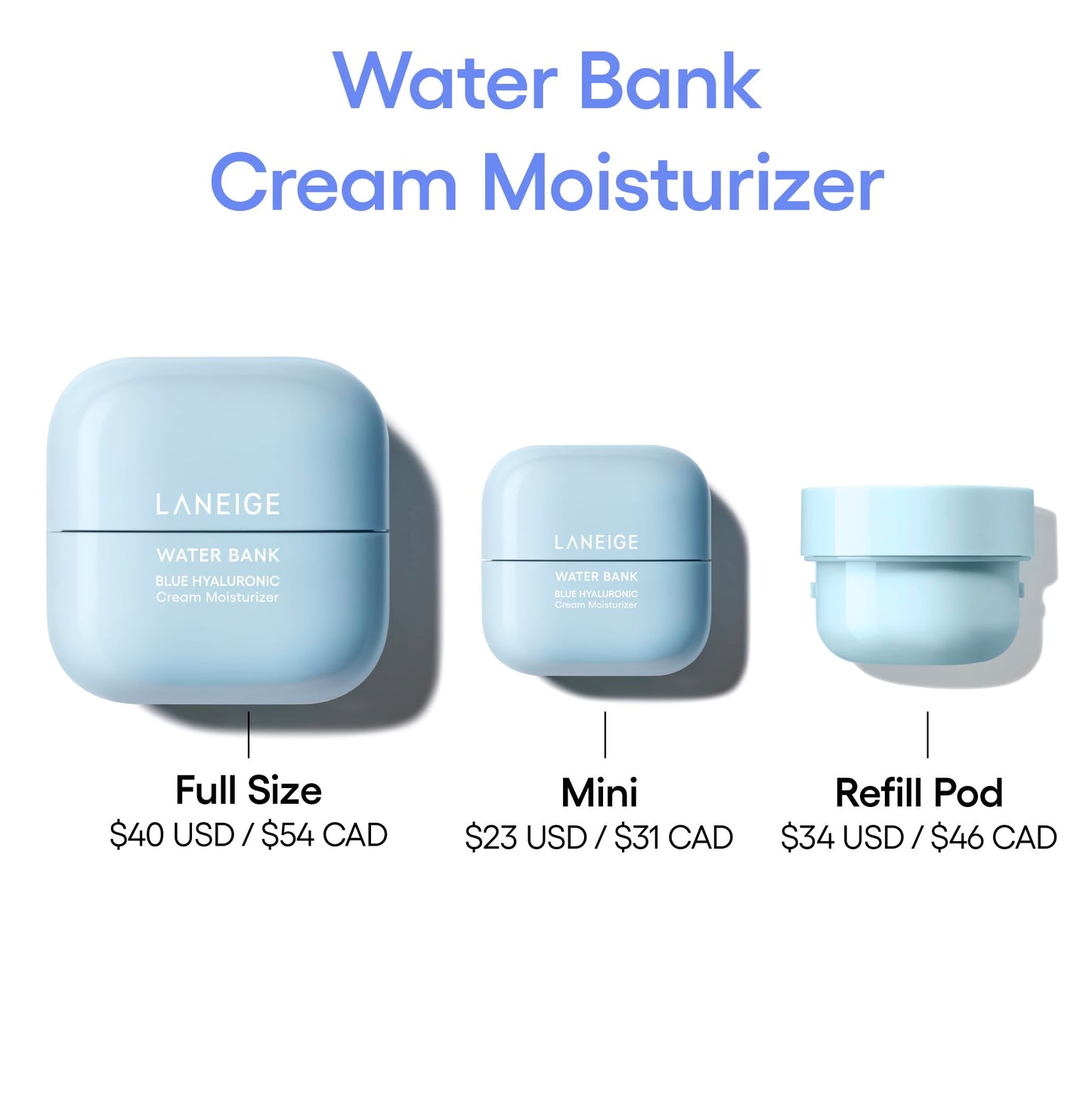 LANEIGE Water Bank Blue Hyaluronic Cream Moisturizer Mini: Hydrating Korean Face Cream with Squalane & Ceramide for Skin Barrier Support, Dermatologist-Tested