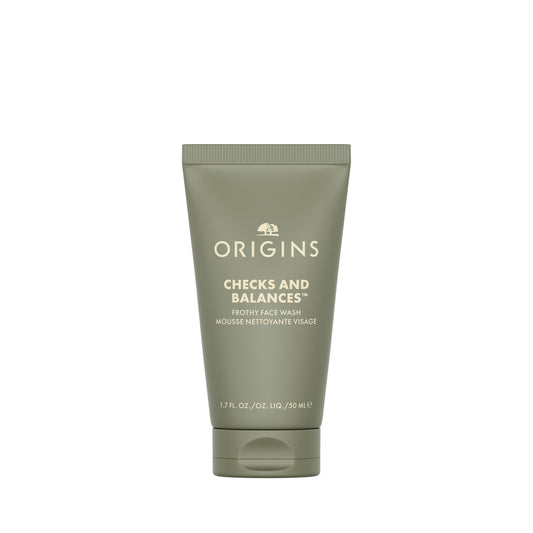 Origins Checks and Balances Frothy Face Wash | Gentle Face Cleanser for All Skin Types | With Mint | Travel Size, 1.7 Fl Oz