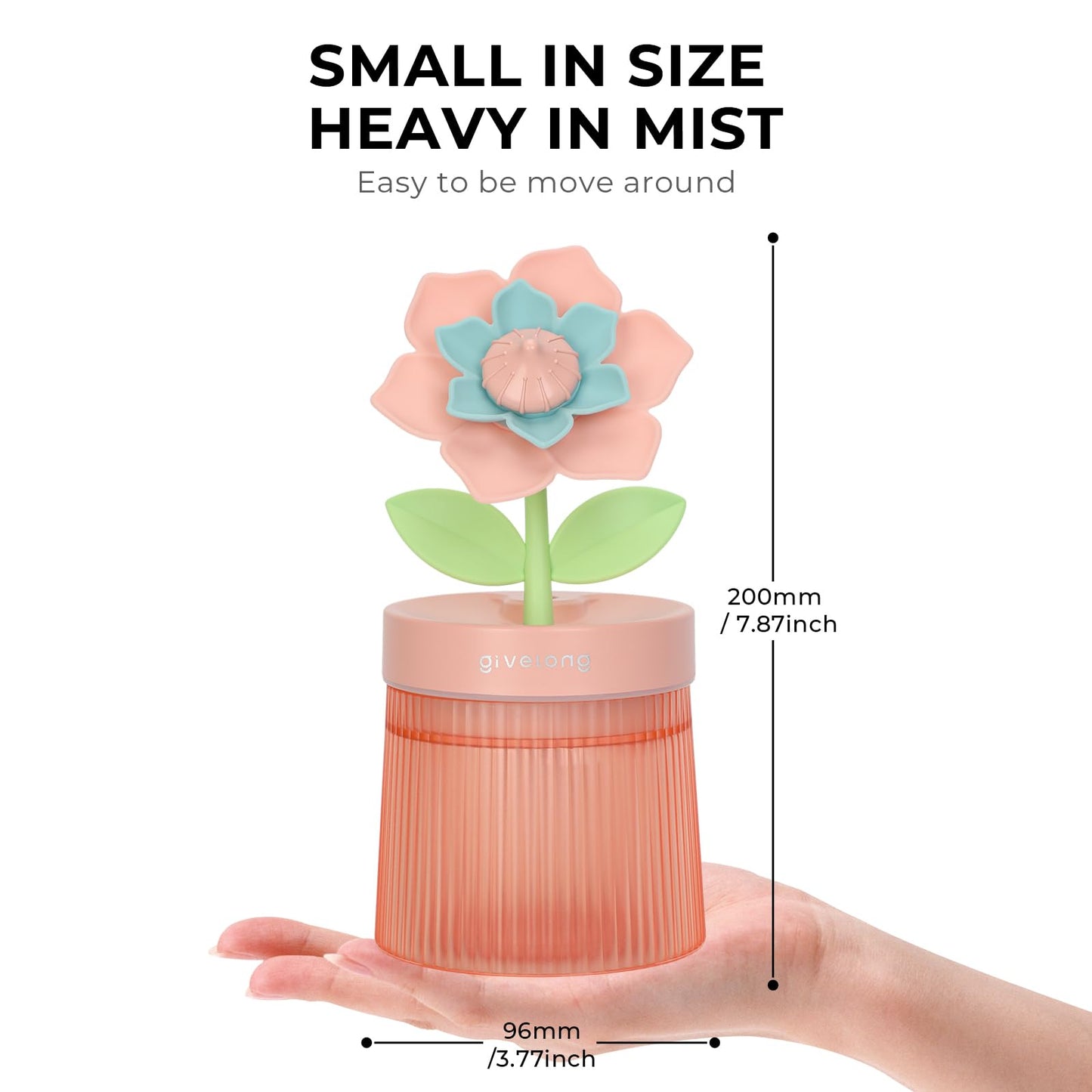 Gardenia Desktop Humidifier for Bedroom, Quiet Cool Mist Humidifier with Diffuser and LED Night Light, Auto Shut-Off, 260 ML Portable Humidifier for Car Outdoor Home Indoor Nursery Plants (Pink)