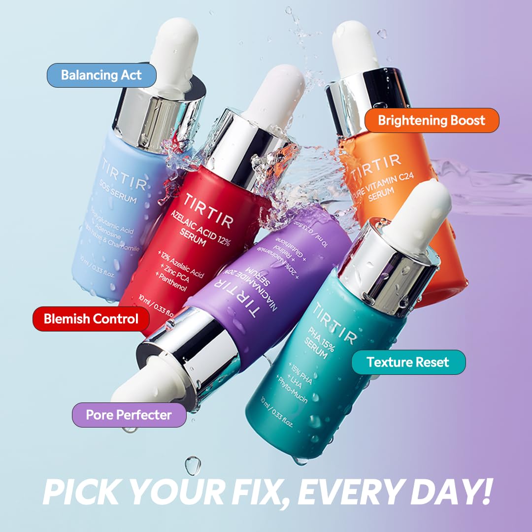 TIRTIR 5 Actives Power Serums Kit – Korean Skin Care Set with Vitamin C, Niacinamide, Azelaic & Hyaluronic Acid, Hydrating Serum, Radiance Boost, Nourishment, Travel Essentials, Skincare Gift