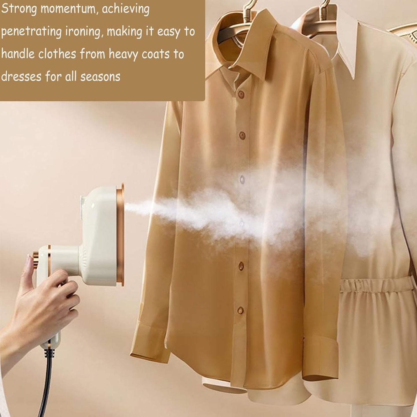 2-in-1 Handheld Steam Iron with Anti-Scald Base – Compact Portable Steamer for Clothes, 1000W Fast Heating in Just 5 Seconds – Ideal Mini Travel Iron for Home & Dorm(Milky white)