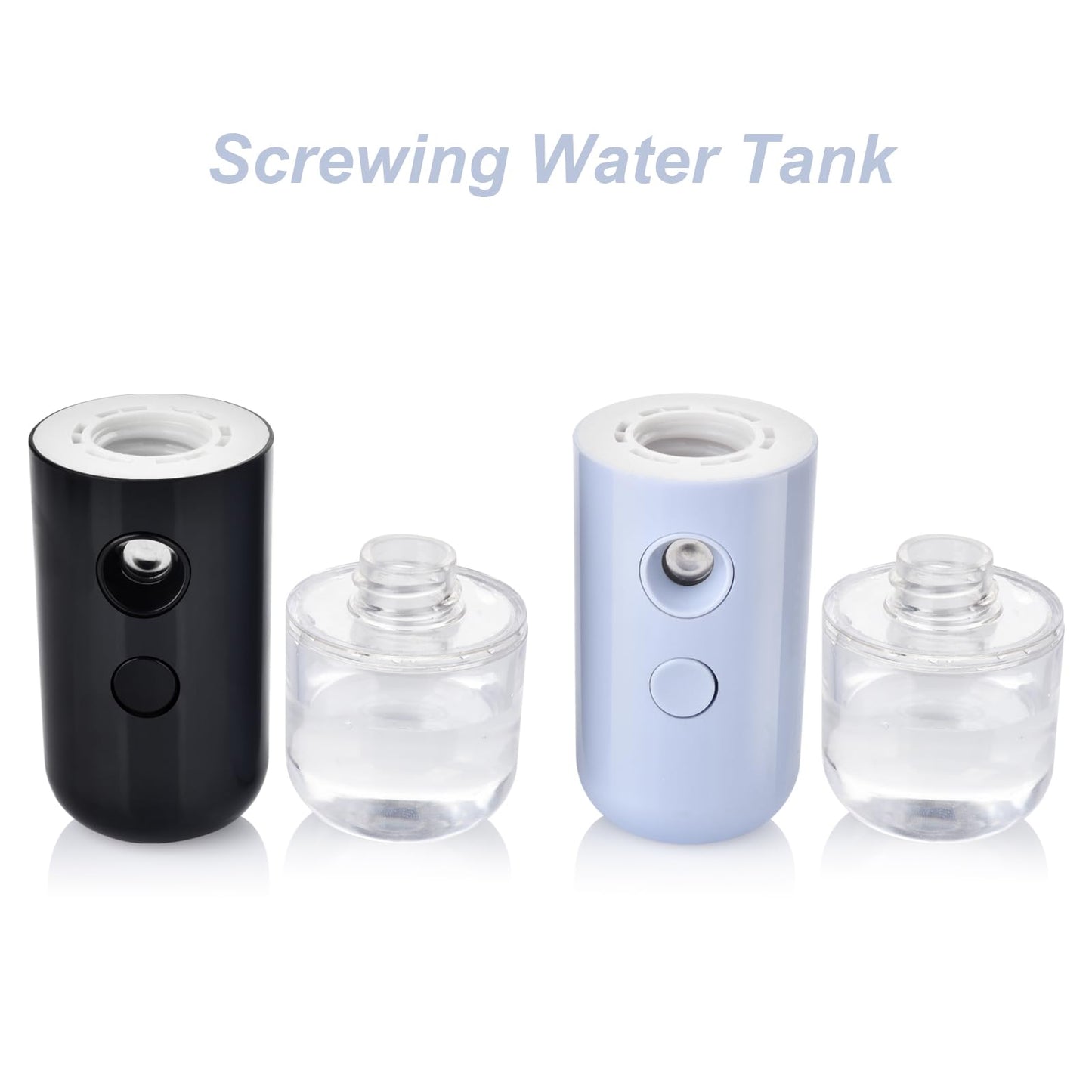 2-Pack Kingsmile Nano Facial Mister, Portable Face Mister, Cool Nano Mist Sprayer for Face Hydrating, Mini Handy Mister for Eyelash Extensions with 1OZ /30ML Water Tank (Black/Blue)