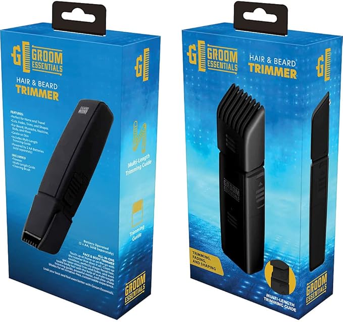 CHARGEWORX Groom Essentials All-in-One Hair and Beard Trimmer for Men - Face & Body Trimmer Kit with Precision Blades, Cordless, Battery-Operated