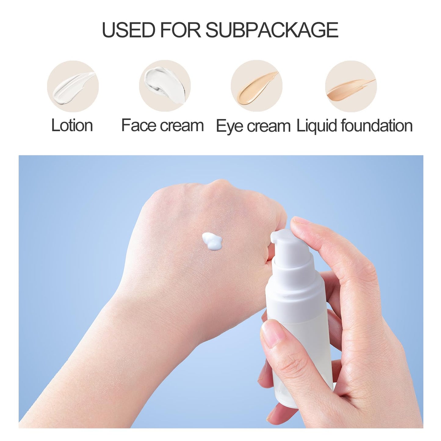 Airless Pump Bottles mini Travel Size Toiletry containers refillable Cosmetic containers Lotion Bottle with Pump TSA Approved(0.7oz/20ml 4 Pack)