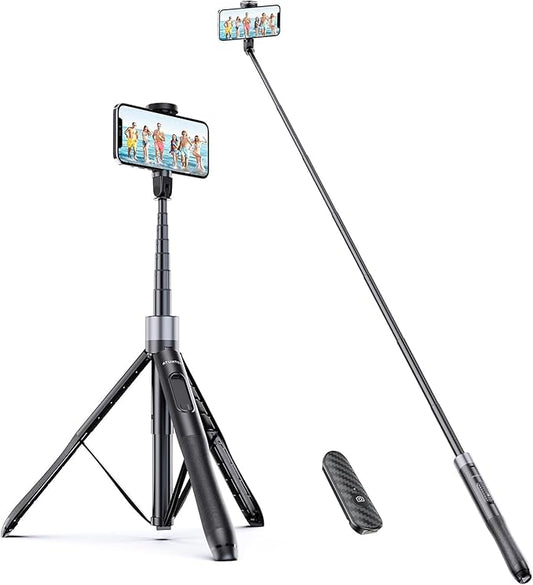 ATUMTEK 60" Selfie Stick Tripod, All in One Extendable Phone Tripod Stand with Bluetooth Remote 360° Rotation for iPhone and Android Phone Selfies, Video Recording, Vlogging, Live Streaming, Black