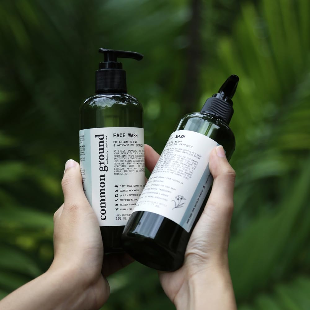 COMMON GROUND Natural Face Cleanser Wash, Paraben & Cruelty Free, Normal, Oily, Dry, Sensitive, Vegan, Plant-Based, pH 5.5, Avocado Oil, Men, Women, 8.4 Fl Oz