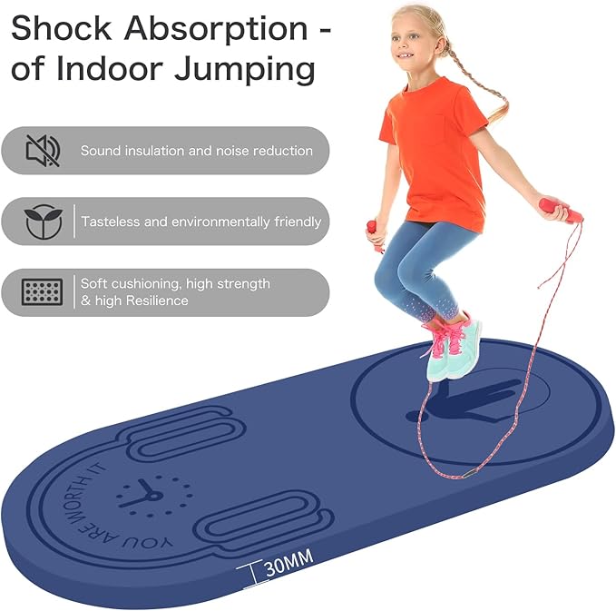 8/20/30mm Jump Rope Mat Fitness Exercise Mat Durable, Non-Slip, Workout Mats with Jump Rope & Carrying Bag for Home Gym Flooring (55"x 24")