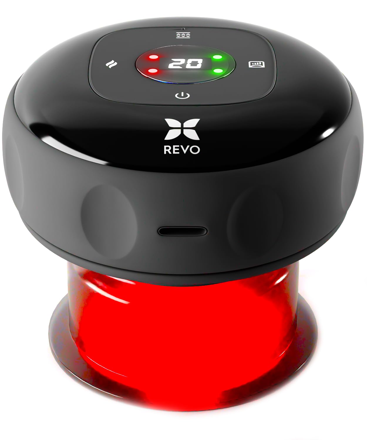 REVO The Original 4-in-1 Smart Cupping Therapy Massager, Red Light Therapy for Targeted Pain Relief, Knots, Aches, Muscle Soreness, Circulation & Tighter Skin, Portable Cupping Kit