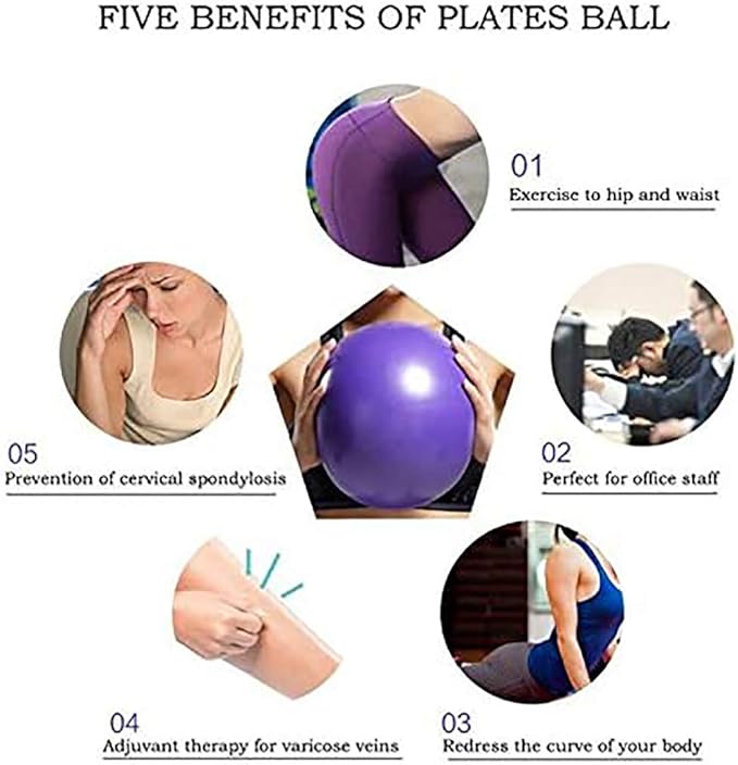 9 Inch Exercise Pilates Mini Yoga Balls Barre for Home Stability Squishy Training Physical Therapy Improves Balance with Inflatable Straw