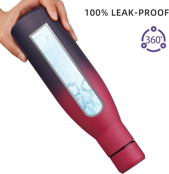 BJPKPK Insulated Water Bottle 17oz Stainless Steel Water Bottles Diashwasher Safe Reusable Metal Thermal Keep Cold and Hot,Charming Black Red