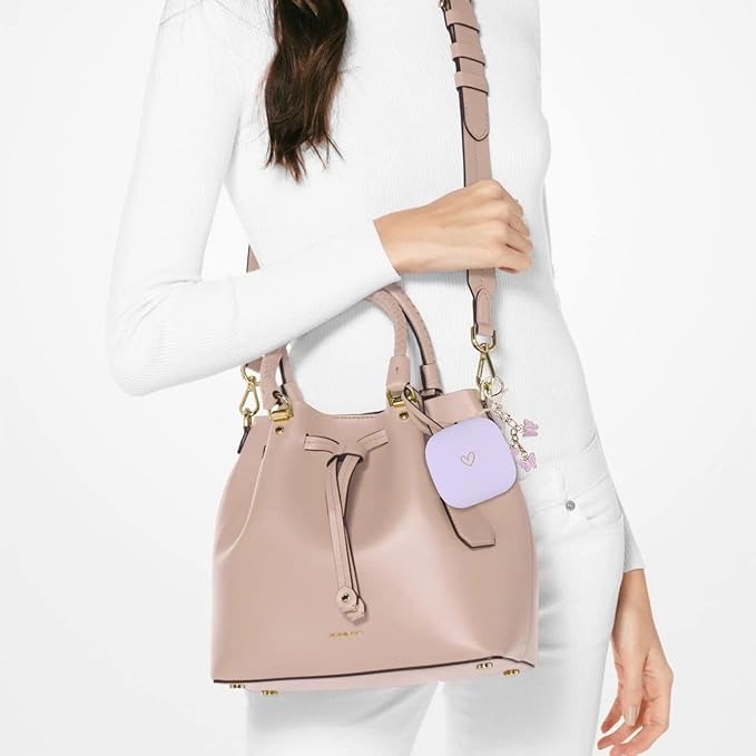 Compatible with Powerbeats Pro, Soft Silicone Case with Gold Heart Pattern for Powerbeats Pro Case with Cute Butterfly Keychain for Girls Women (Purple)