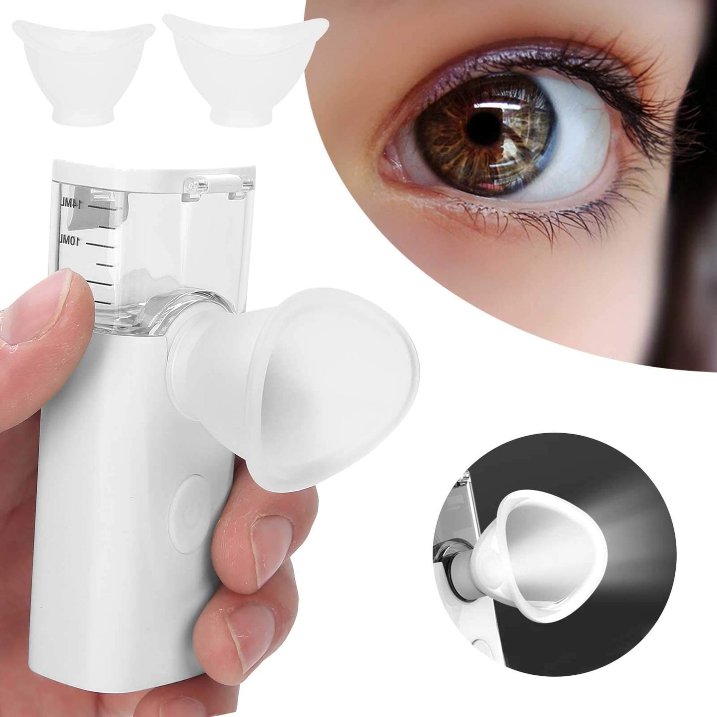 Dioche Dry Eye Humidifier Mist Sprayer - Portable Moisturizing Machine, Cool Steamer, Fast Steam Sprayer for Eye Skin Care, Makeup (White)