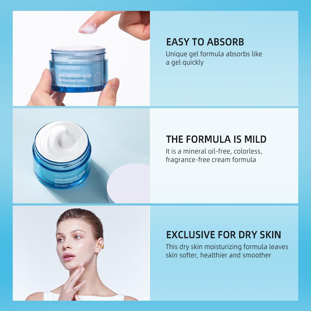 JIMYAUQIN Hyaluronic Acid Face Night Cream & Moisturizer - Deep Hydration for Dry Skin, 1.76 oz (Cream, 1pc)