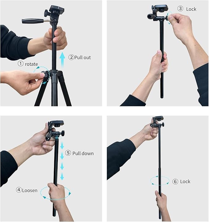 71″ Camera Tripod Aluminum Tall Tripod Stand Compatible with Canon Nikon with Wireless Remote Phone Holder and Bag Max Load 6.6 LB