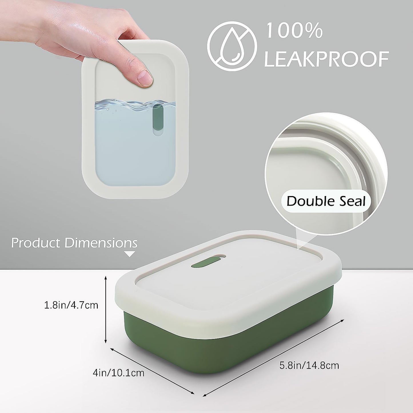 AIDIMMING Silicone Enhanced Leak Proof Travel Soap Case, Vented Shampoo Bar Holder, Large Bar Soap Box with Lid Portable Soap Dish with Draining Layer (Offwhite& Green)