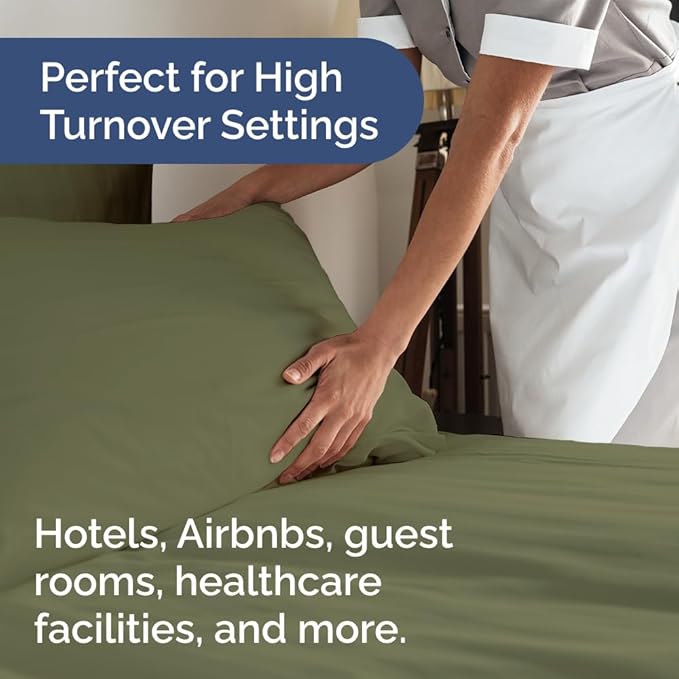 Bulk Case Pack of 12 Sheet Sets - (12) Complete Cal King Size Sheet Sets w/Deep Pockets - Wholesale Bulk Bedding for Hotels, Spas & Airbnbs - Breathable, Soft & Wrinkle Free - (Cal King, Sage Green)