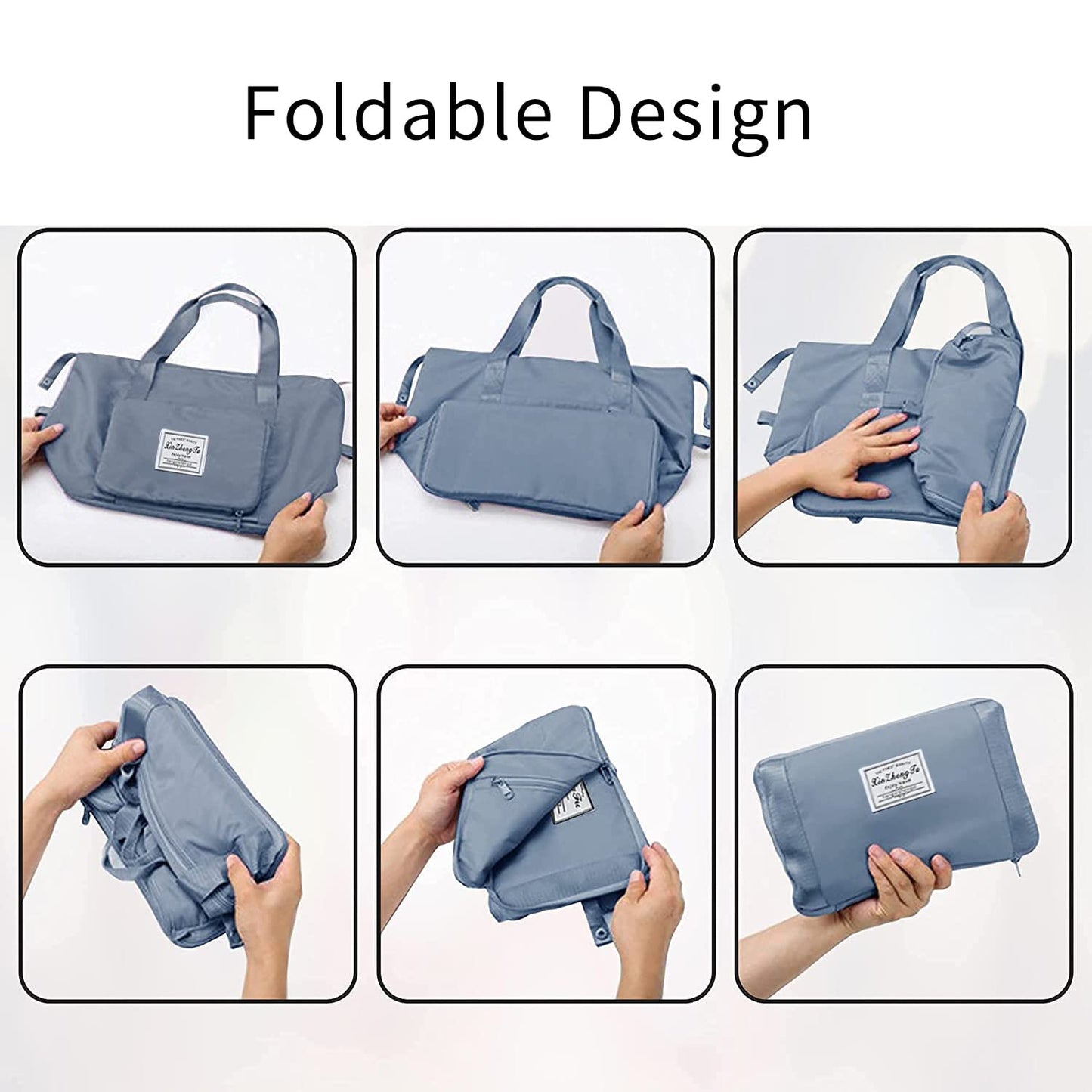 Jahomieo Large Capacity Foldable Travel Bag, Expandable Waterproof Carry on Bag, Dry and Wet Separation Spor Duffel Bags