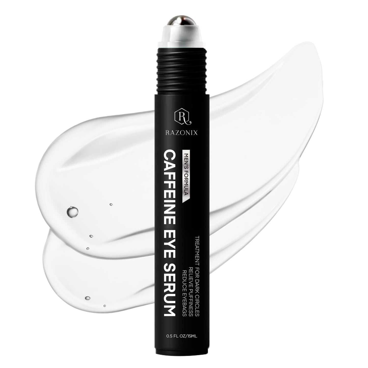 Under Eye Cream for Puffiness and Bags: Caffeine Serum Roller for Dark Circles Treatment - With 5% Caffeine Retinol Hyaluronic Acid Niacinamide Peptides 0.5 fl. oz