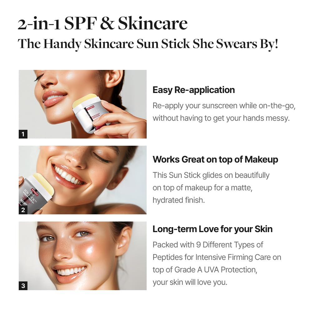 MDP+ Peptide 9 Bio Sunstick Pro | Korean Sunscreen Stick SPF 50+ | Lightweight, Non-Greasy Broad Spectrum UV Protection for Face & Body