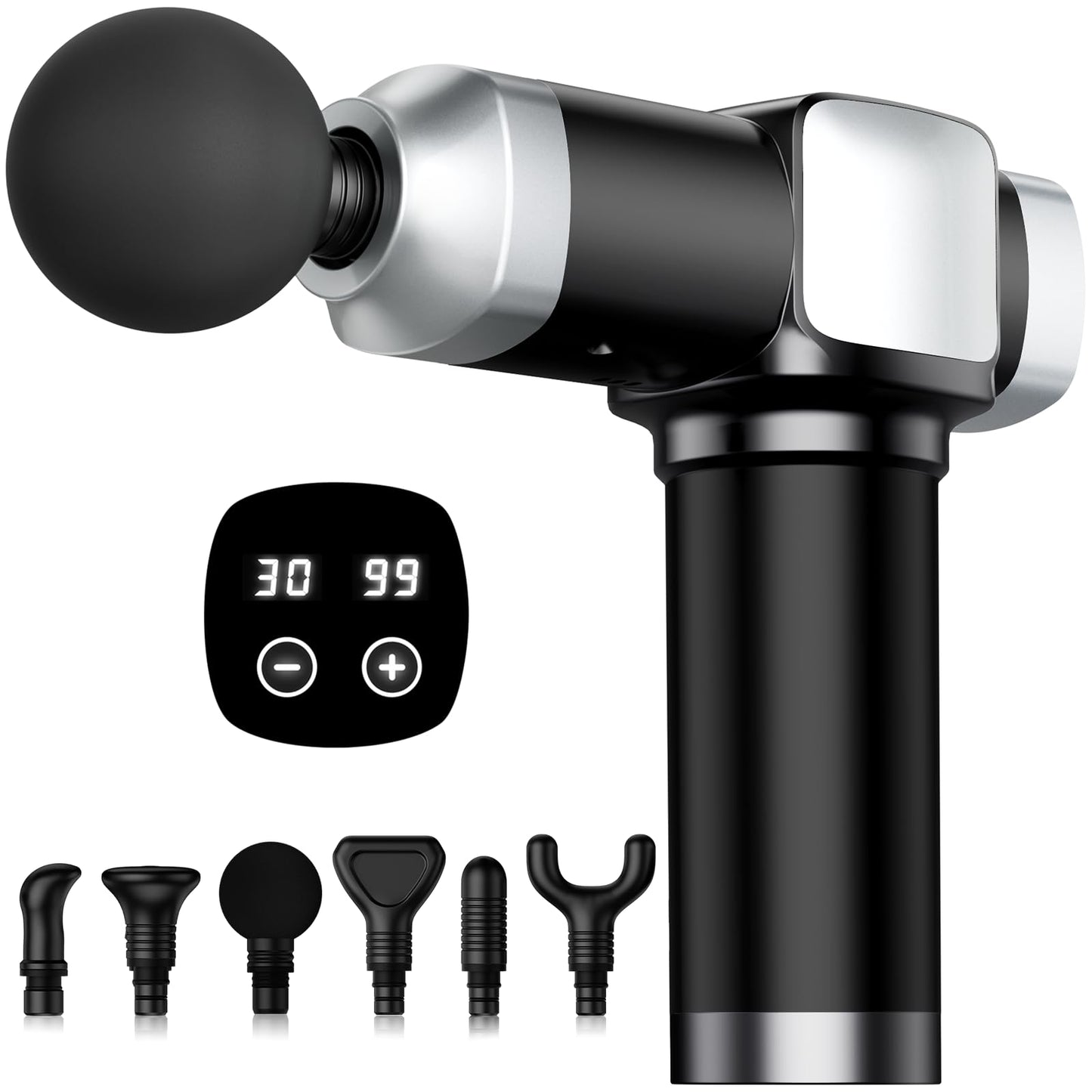 CAMEFER Deep Tissue Massage Gun, Portable Percussion Electric Muscle Massager for Pain Relief, Handheld Massagers with 30 Speeds & 6 Attachments for Back and Neck, Gifts for Men Women