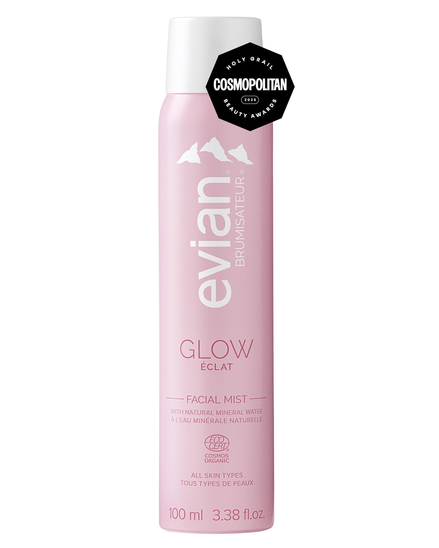 BRUMISATEUR Evian Glow Facial Mist | Hydrating Mineral Water Face Spray with Aloe & White Tea | Dewy Setting Mist & Toner for Glowing Skin | Facial Spray to Refresh, Balance, & Enhance Makeup
