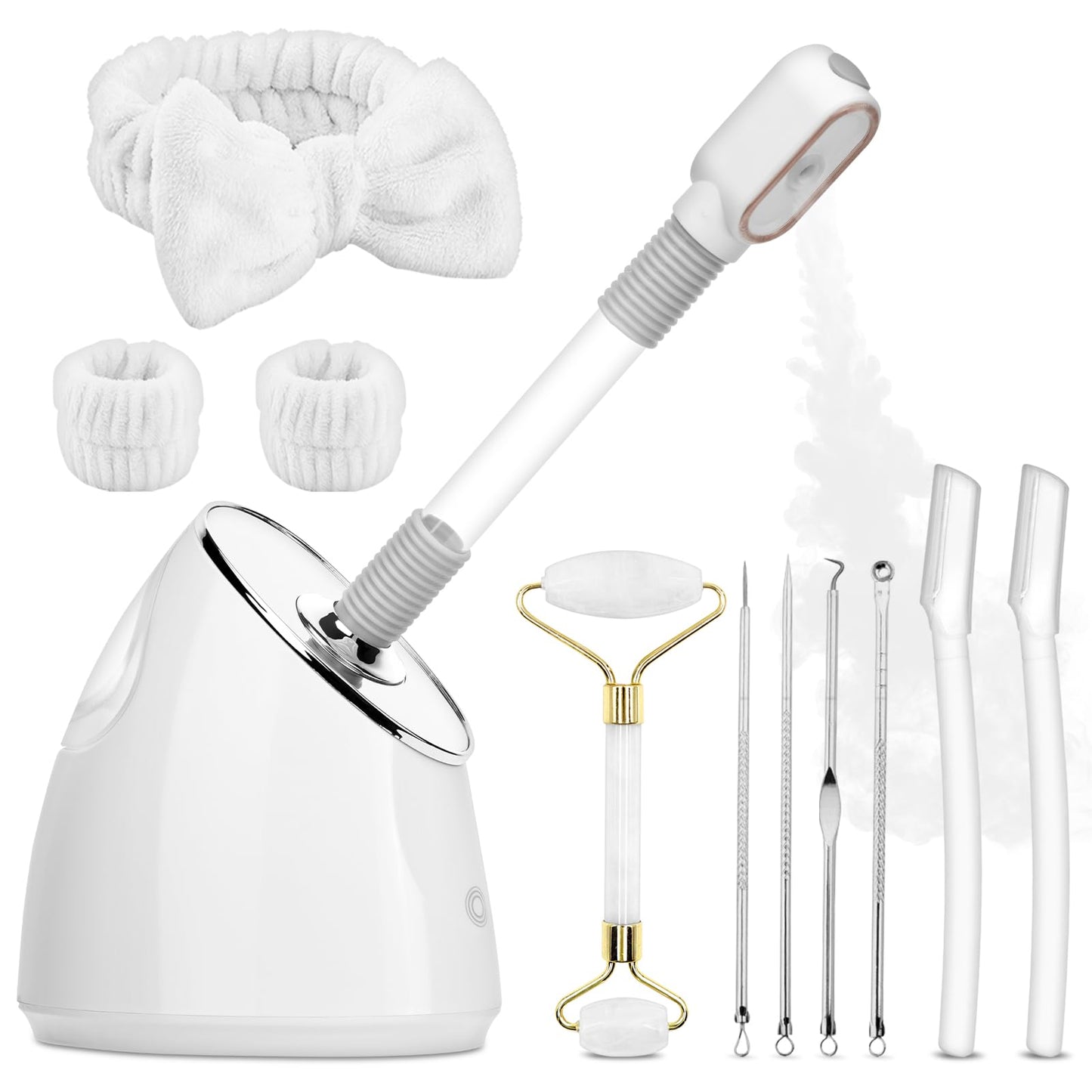 Pjordo Facial Steamer Spa Kit, Nano Ionic Face Steamer for Deep Cleaning Unclogs Pores, Warm Mist Humidifier Steamer for Face Home Sauna SPA, Self Care Gifts for Women